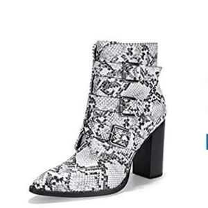 Snake print ankle boots